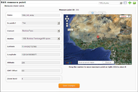 Detail of the measure points edition interface.